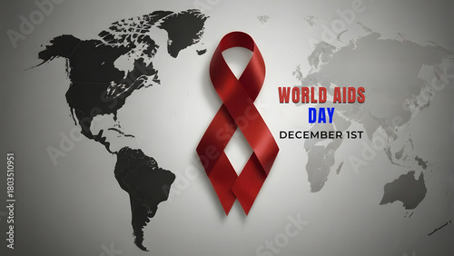 A red AIDS awareness ribbon symbolizing global support and health awareness