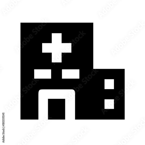 Hospital building with cross isolated on