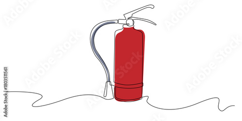 Minimalist line art of fire extinguishers. Line art drawing of light fire control equipment in buildings.
