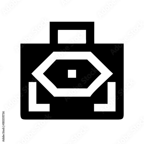 Black briefcase icon isolated on for business and travel needs