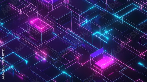 Abstract technology network creating glowing neon light lines