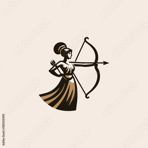 Artemis Archer Olympian Goddess Logo