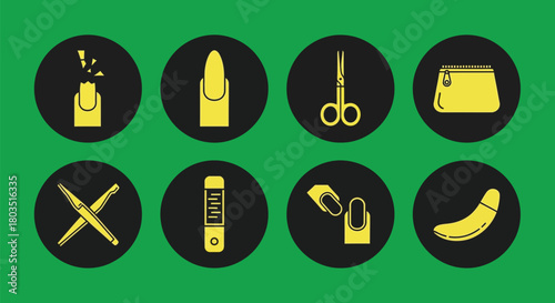 Nail care manicure pedicure icons set vector illustration