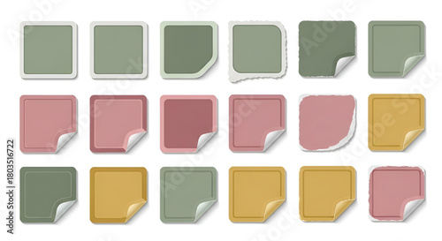 Assorted pastel square sticker label collection vector design set art