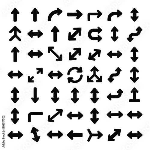 Collection of vector arrows in various directions and orientations for designers