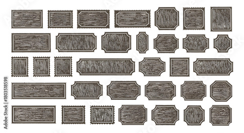 Vector set of vintage postage stamp frames borders label banner design