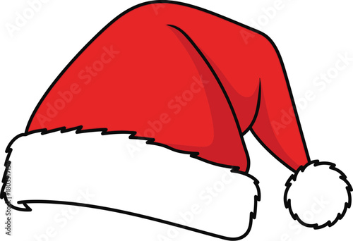 Festive santa hat with white fur trim isolated on a clean white background