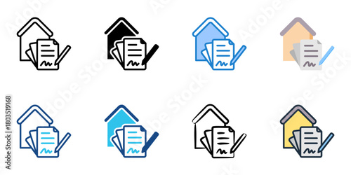 Mortgage application icon set multiple style collection 
