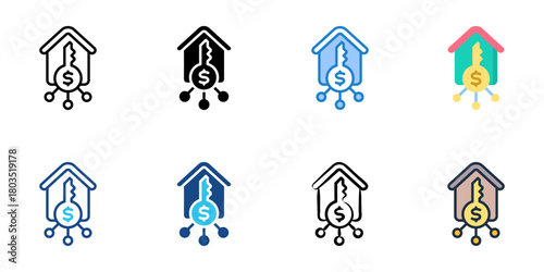 Closing costs icon set multiple style vector collection 
