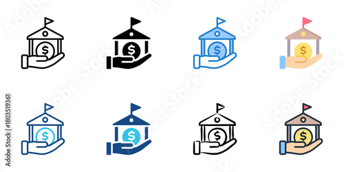 FHA loan icon set multiple style collection 
