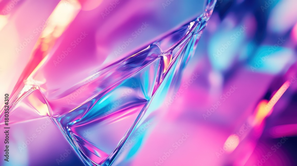 Obraz premium Iridescent glass surface reflecting colorful light abstract background