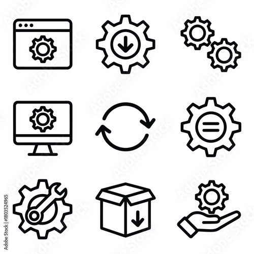 Modern Setting Icons Representing Configurations Development Settings and Process Automation
