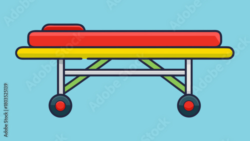 A colorful illustrated stretcher used in medical settings