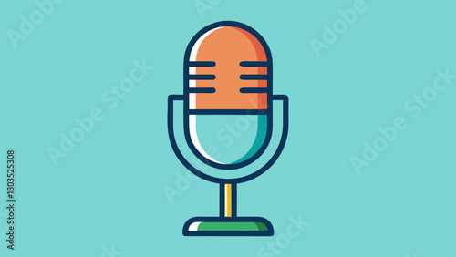 A colorful retro microphone in a flat design illustration