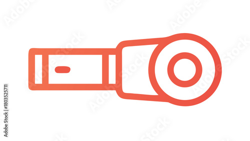 A red dermatoscope icon isolated on a black background