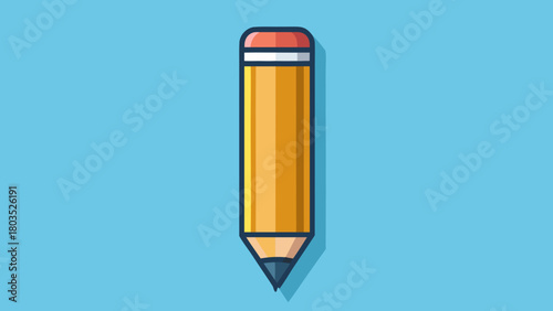 A Yellow Pencil with an Eraser on a Blue Background