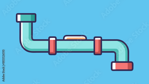 Cartoon Pipeline Icon with Suction Against Blue Background