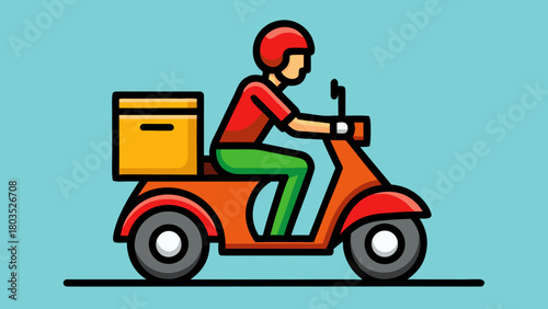 Delivery Rider on a Scooter transporting food icon