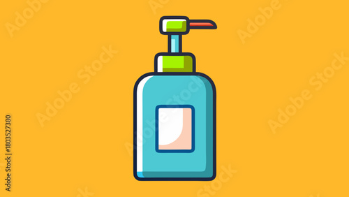 Illustration of hand sanitizer bottle against orange background