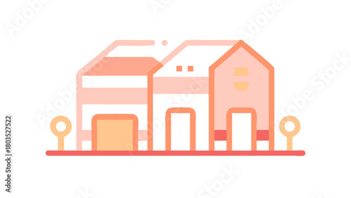 Minimalist guesthouse icon with doors and windows vector
