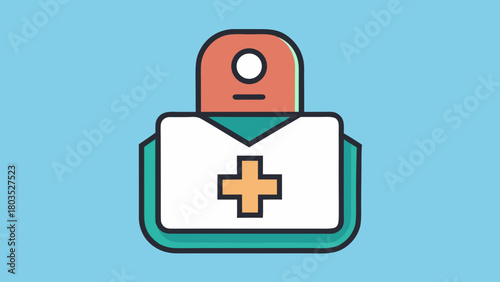 Medical First Aid Kit Icon on a Teal Background