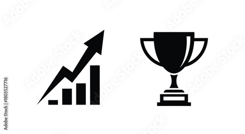Growth and achievement an upward trend combined with a trophy symbol