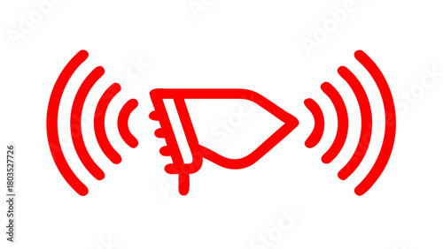 Red Doppler Ultrasound Icon with Radiating Sound Waves on Black