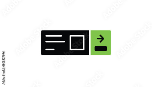 Minimalist ticket icon flat design element for travel and transportation apps isolated on white background