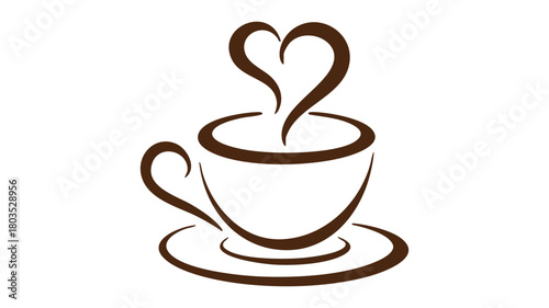 Coffee cup with heart steam icon