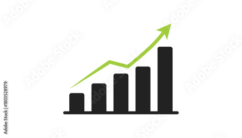 Free Download Growing bar chart with upward arrow a simple flat illustration for business presentation isolated on white background - GFXLoad