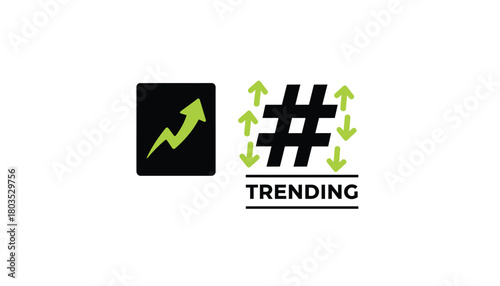Trending topic icons showing an upward trend suitable for social media marketing and business growth presentations