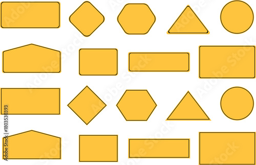 Yellow Road sign Set . Realistic yellow road sign vector. 