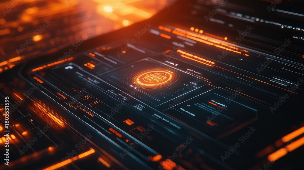 Obraz premium Analyzing digital data stream on futuristic interface display