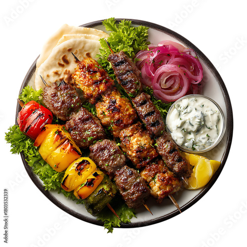 Middle Eastern Kebab Plate with Skewers