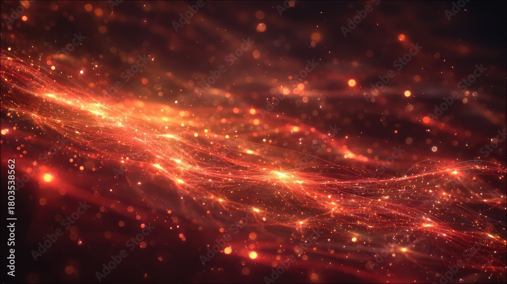 Naklejka premium Abstract red light stream forming data network background