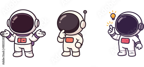 two cute astronauts giving letter and waving hands
