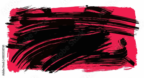 Abstract brushstroke design with bold black and red colors for artistic visual appeal and creative applications