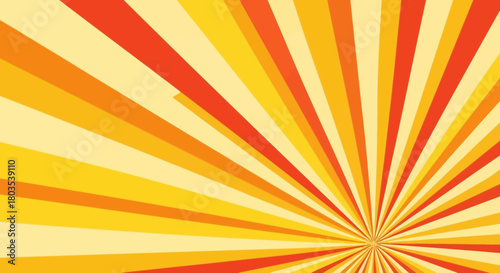 Bright Yellow and Orange Sunburst Rays Background with Vintage Retro Style
