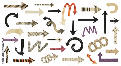 Diverse collection of various arrow shapes and styles for design and navigation
