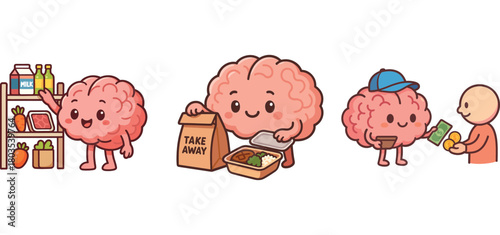 cute brain using bucket and sweeping trash