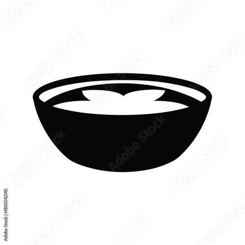 Stylized bowl icon with liquid and garnish element