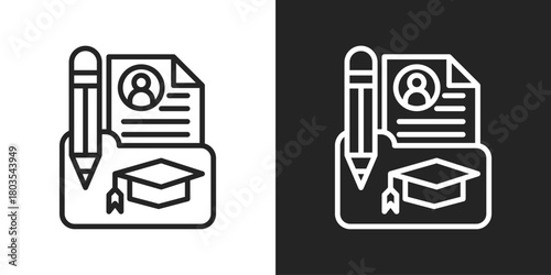 Curriculum Icon In Black And White Outline Style