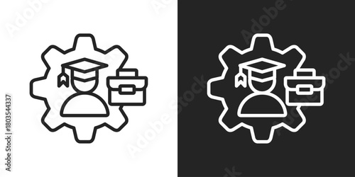 Apprenticeship Icon In Black And White Outline Style