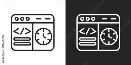 Project Deadline Icon In Black And White Outline Style