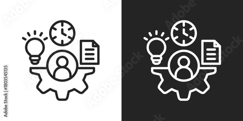 Traineeship Icon In Black And White Outline Style