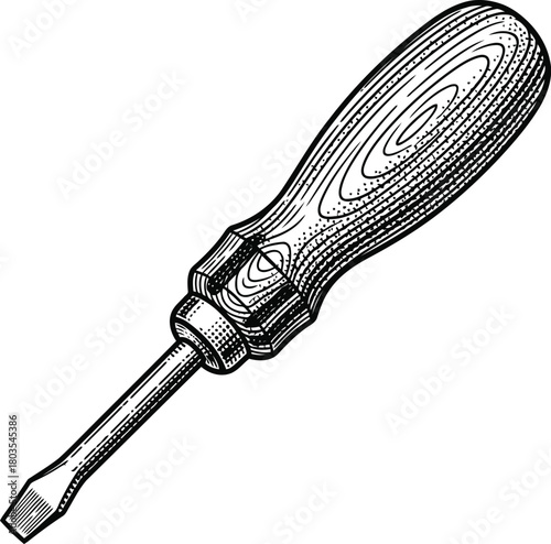 Flat head screwdriver tool outline for construction and repair work.