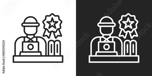 Manager Icon In Black And White Outline Style