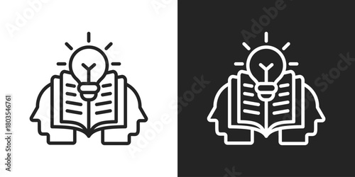 Knowledge Icon In Black And White Outline Style