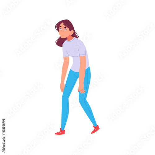 Tired Young Woman Illustration Depicting Exhaustion or Depression