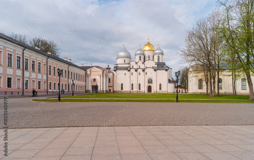 Fototapeta premium Veliky Novgorod, Russia. View of Cathedral of St. Sophia on the territory of the Novgorod Kremlin.